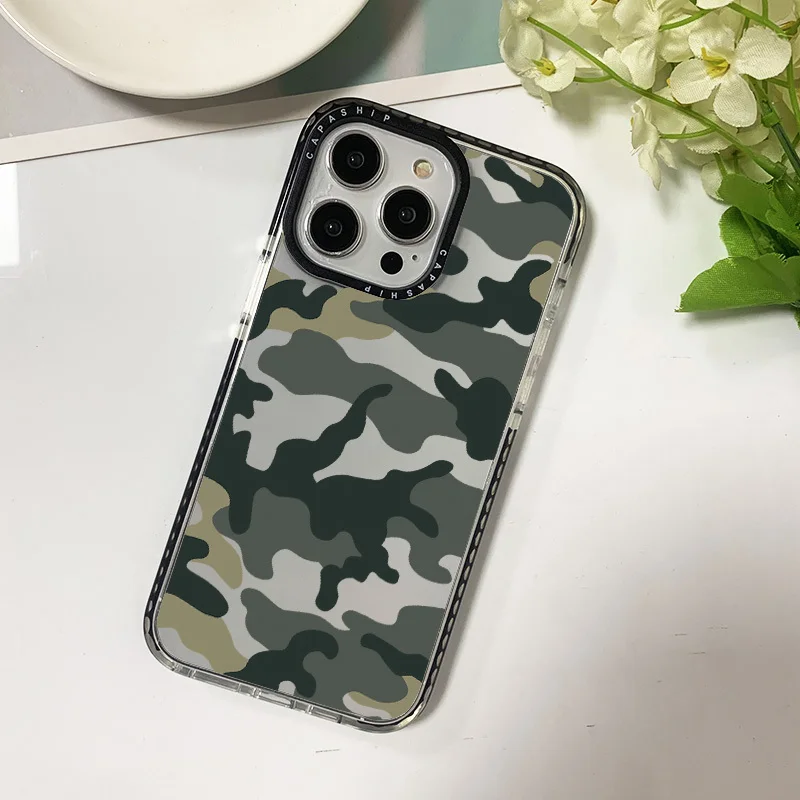 Stylish Camouflage Anti-Fall Phone Case with Thickened Soft Silicone Cover