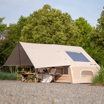 Auto Inflatable Tent with Sunshade, 2025 New 2 in 1 Pop Up Tent for Overnight Camping, Waterproof Lightweight Outdoor Instant Se 1