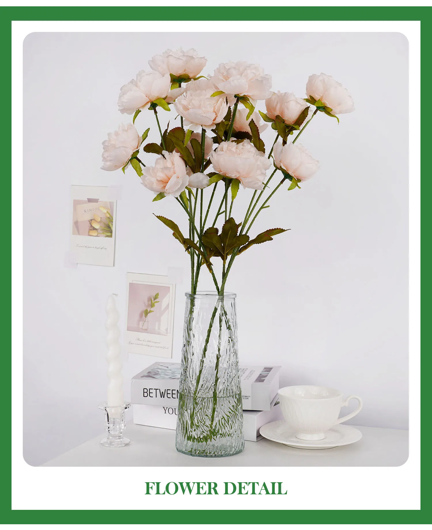 Künstliche Blumen, Rose, rosa Seide, künstliche Rosenblume für Hochzeit, Zuhause, luxuriöse Dekoration, Valentinstag 2019, 65 cm/25,59 Zoll – Detail 4