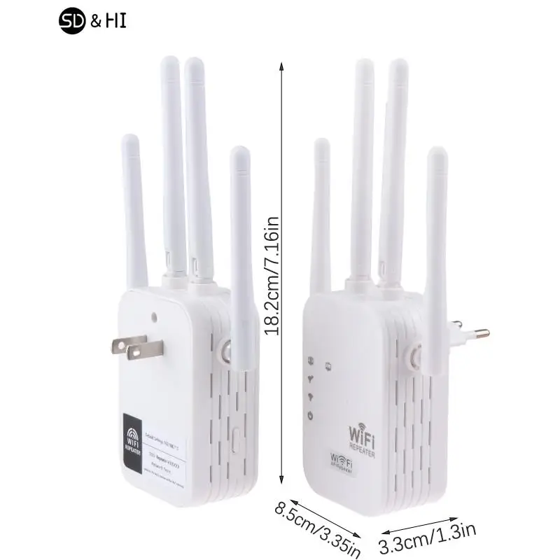 

1Pc 300Mbps 2.4/5Ghz Wireless WiFi Repeater Signal Booster WiFi Amplifier Wi-Fi Long Range Extender With 4 External Antenna