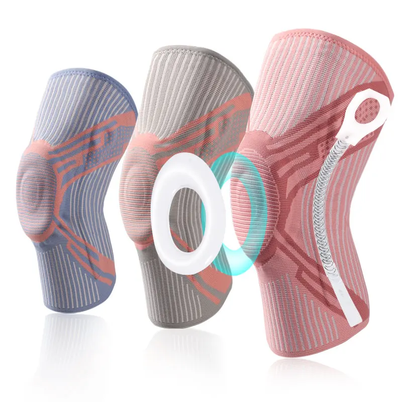 1 Pair Knee Brace Fitness Running Cycling Elastic Knee Protector Silicone Gel Spring Support Pads for Arthritis Pain Relief