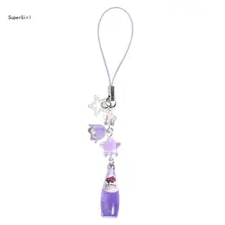 Crystal Bead Star & Flower Charm Keychain Accessory (For Purple)