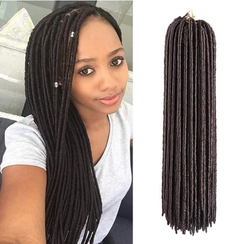 Synthetic Straight Faux Locs Crochet Hair Dreadlocks Braiding Hair Extensions Goddess Locs Hook Dreads Hair for Women Black 1