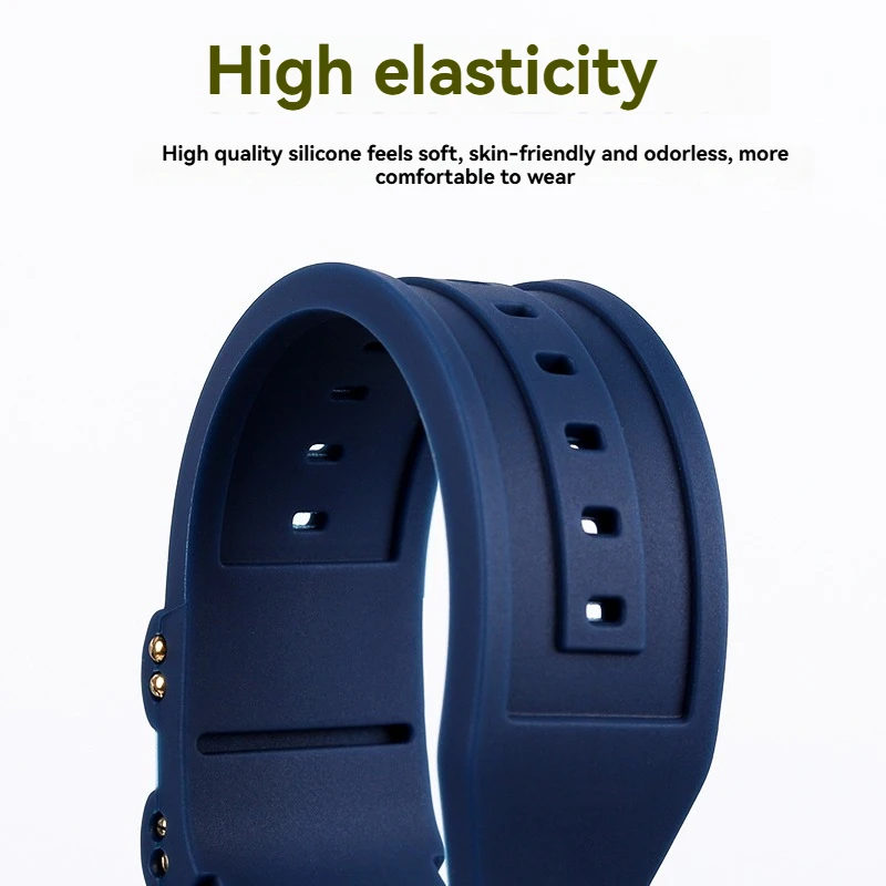 Black and Blue Rubber Sport Wristband - 26mm Silicone Watchband