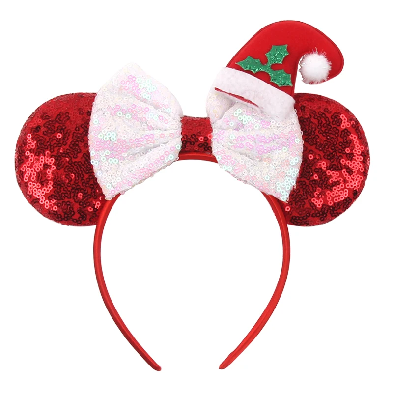 Frohe Weihnachten Pailletten/Samt Schleife Mausohren Haarband für Mädchen Weihnachtstag Stirnband Frauen Mädchen Festival Kinder Cosplay Zubehör – Detail 20