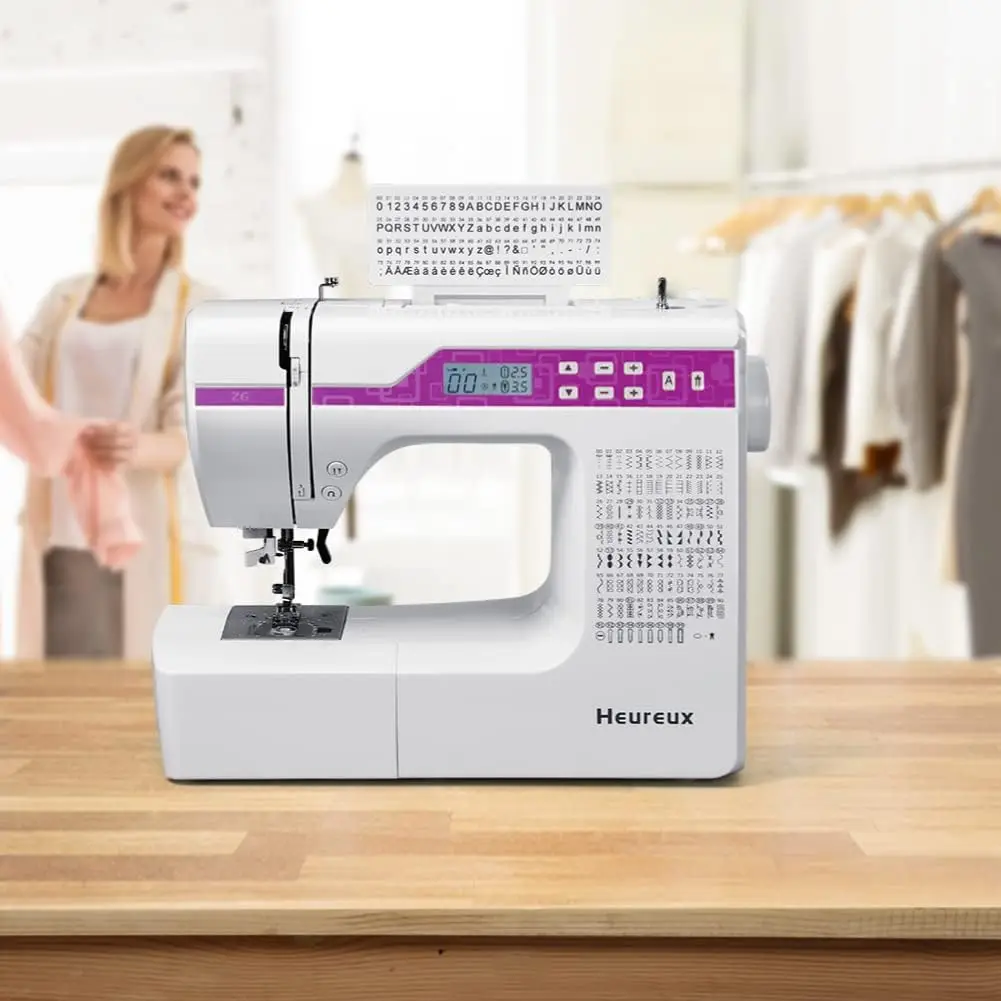 Sewing Machine Computerized and Quilting 200 Built-in Stitches LCD Display Z6 Automatic Needle Threader Twin Needle Purple