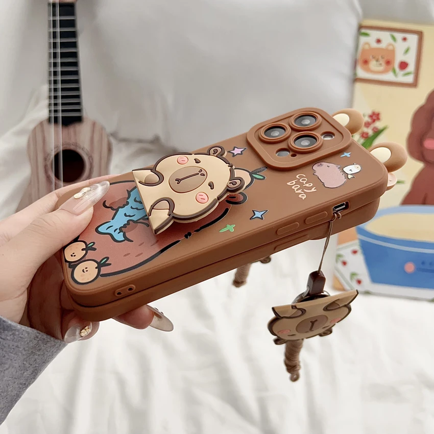 Capybara-Themed Protective Case with Ornaments