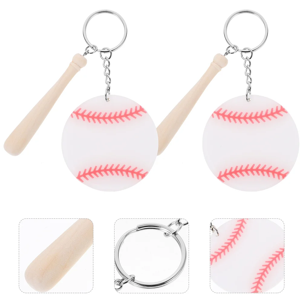 

10 Pcs Baseball Keychain Gift for Christmas Bag Decor Ring Sports Wood Accessories Backpack