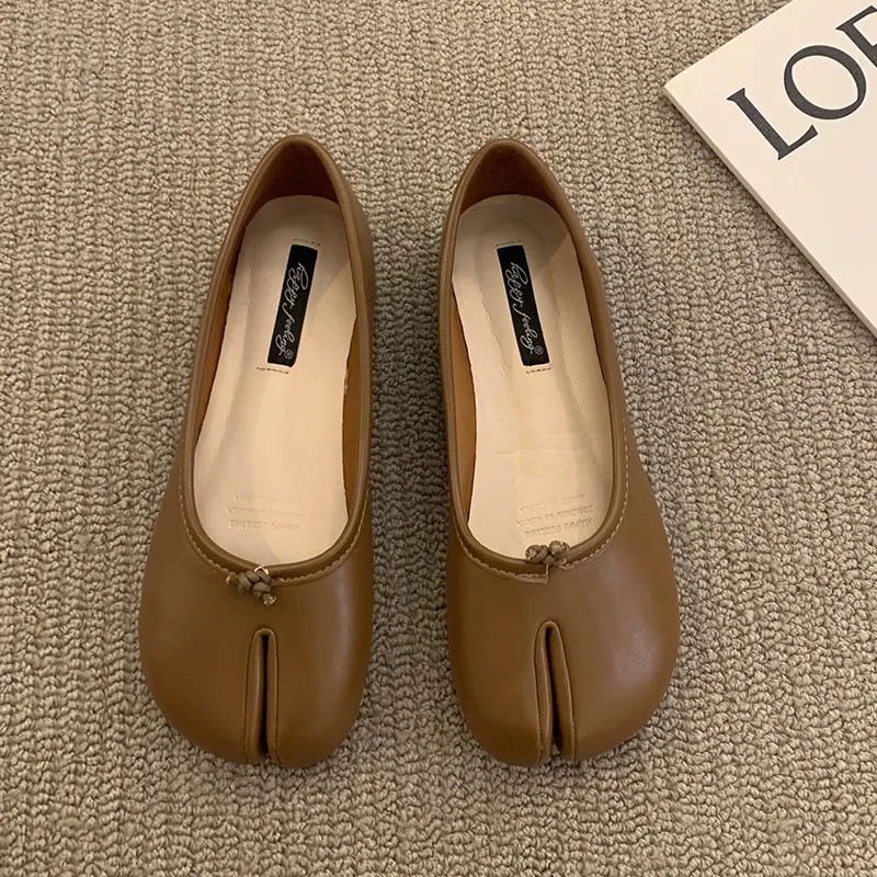 النساء الشقق تابي النينجا أحذية امرأة السيدات ستوكات الجلود مريح الشقق سبليت تو النعال لينة أسفل المتسكعون الصلبة موجز لا