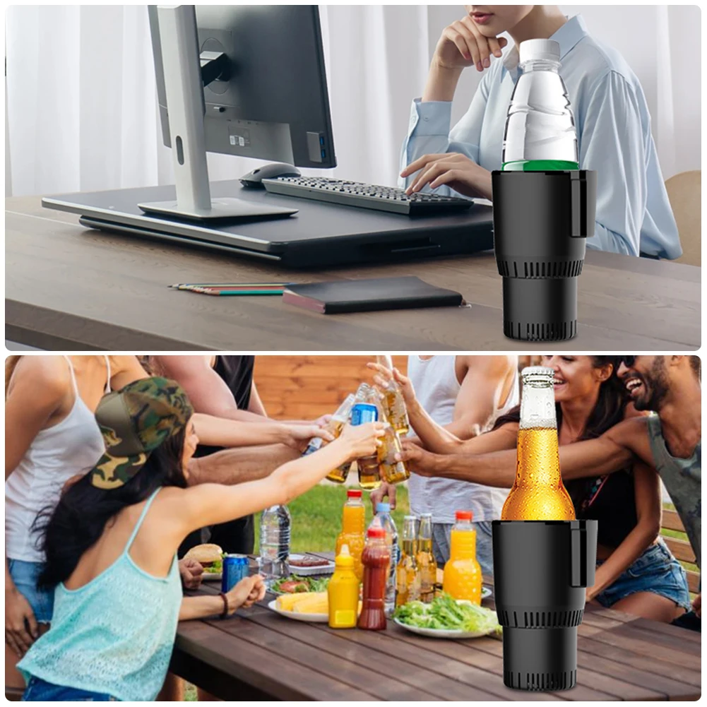 2 in 1 자동 냉온 컵 12V 36W 스마트 자동차 컵 홀더, 야외 여행용 음료를 시원하게 따뜻하게 유지