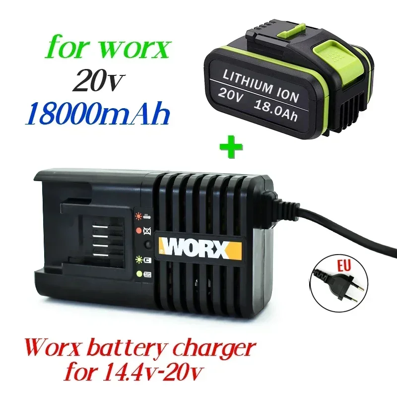 Литий-ионный аккумулятор 100% Nieuwe 20V 18.0Ah Woring Worx 20V Max WA3551 WA3551.1 WA3553 WA3641 WX373 WX390 + Lader