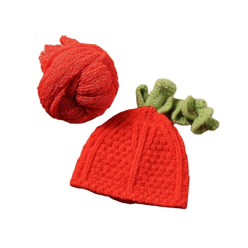 

67JC Newborn Baby Photography Props Pumpkin Hat & Wrap Set for Cute Baby Pictures Wrap Cap Must Have for Photography Lovers