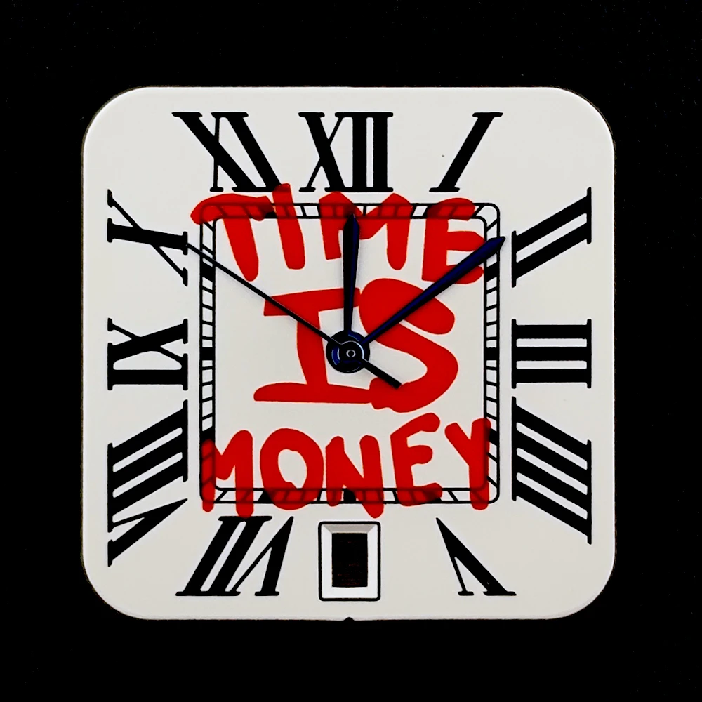 Square Dial 'Time is Money' Customized Watch Face for Premium Watch Accessories