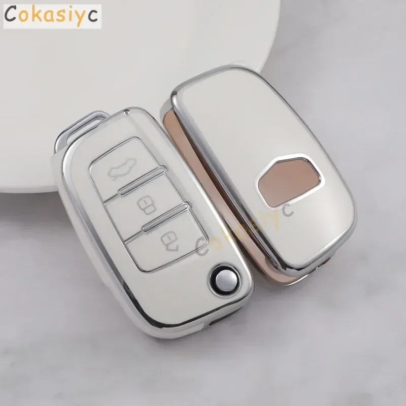 Silver Tpu Car Key Case Cover for Geely Emgrand EC7 EC8 GC6 EC715 EC718 Emgrand7 EU7 EC7-RV EC718-RV 2015 Accessories