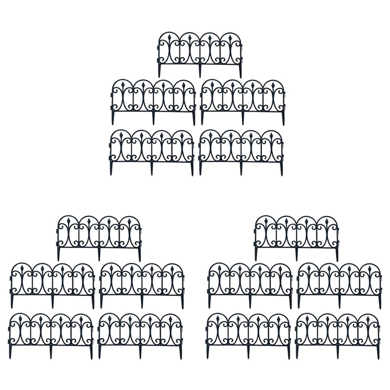 

15 Pack Decorative Garden Fence Rustproof Iron Landscape Wire Folding Fencing Edge Patio Flower Bed Animal Barrier
