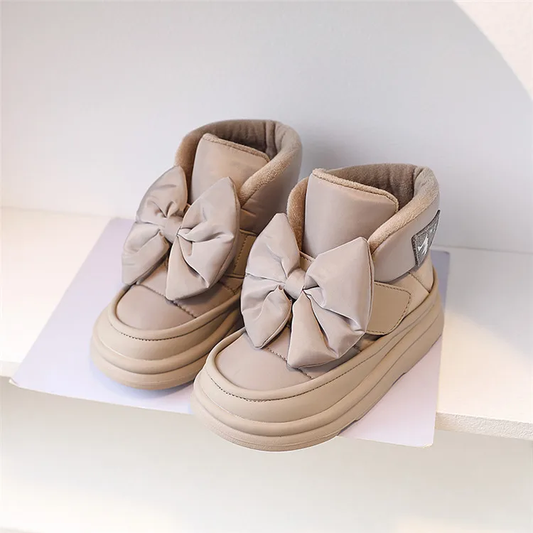 Kinder Schneeschuhe 2024 neue Winter Kinderschuhe Schmetterlings knoten wasserdicht warm Plüsch Mode Prinzessin Mädchen Stiefel eu 22-37 – Detail 9