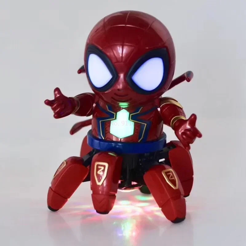 New Spider Man Electric In Stock Super Hero Robot Toy 6 Claws Glow Singable Dance Iron Spiderman Figure Toys Sorpresa