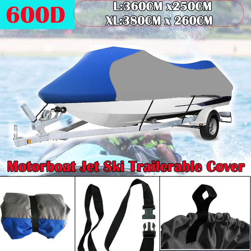 600D Jet Ski Boat-Cover Marine-Grade Heavy-Duty Marine Yacht Accessori Per Barche Water Sun Protezione Uv Copertura Per Motoscafo Taglia L/Xl