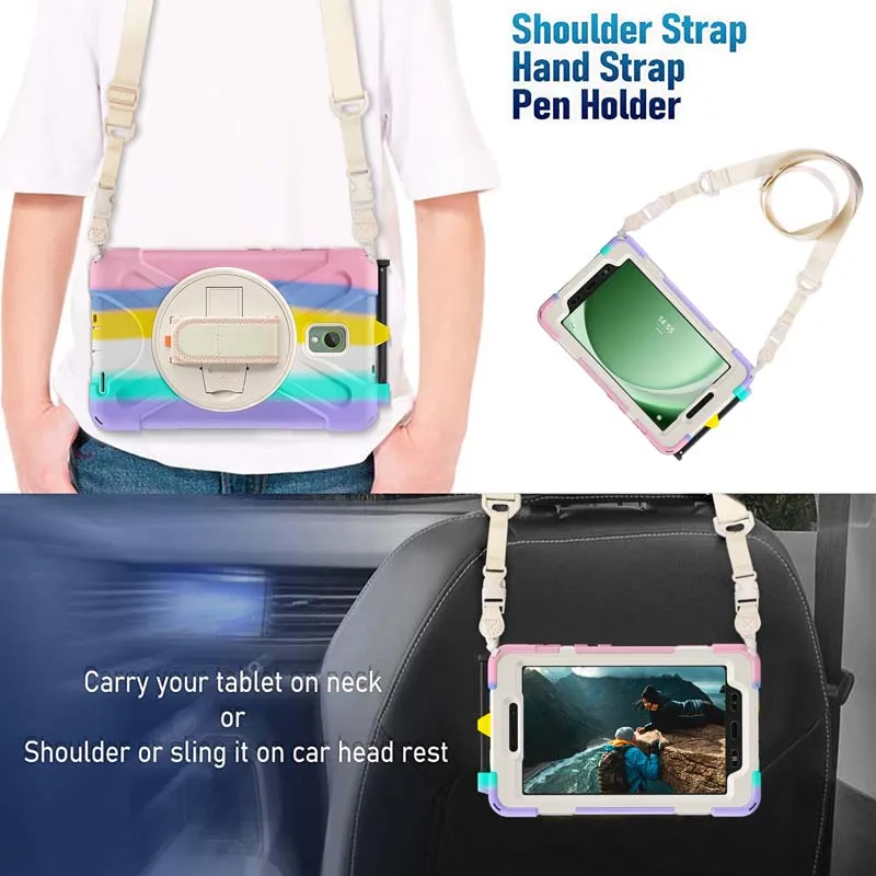 Durable Anti-Crack Tablet Case with Shoulder Strap and Holder