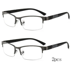 Premium Anti - Blue Light Flexible Metal Half - Frame Reading Glasses (Gun 2pcs)