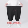 Summer Men's Large Calf-Length Pants plus size 16XL 17XL loose stretch casual pants Black Home Big 210kg 275KG 1