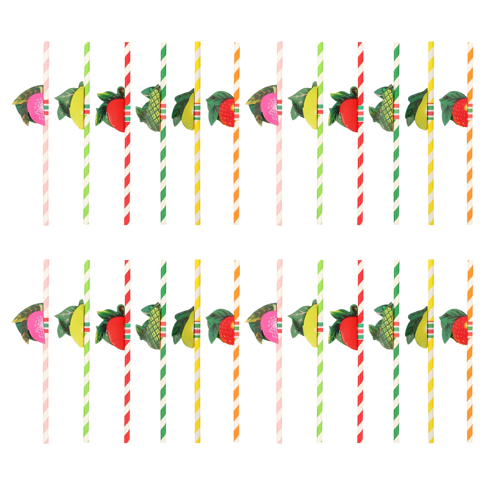 50 Pcs Makeup Brush Decoration Fruit Straws Party Paper Pipet Summer Festival Drinking