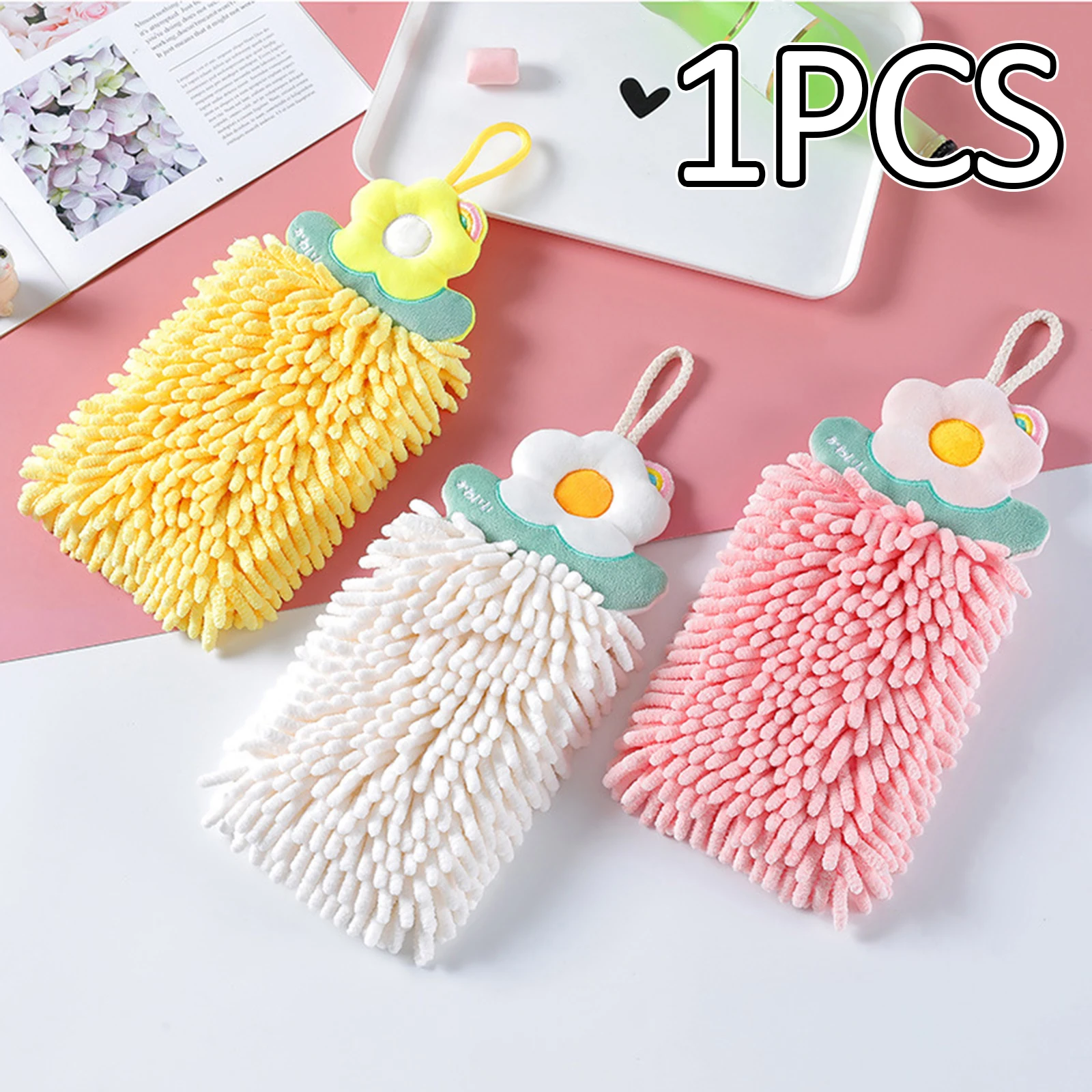 Hand Towel Lovely Cleaning Cloths Hand Towel Hand Dry Towel Bathroom Kitchen Cleaning Dish Wipe Hanging Loops Washcloths Kitchen Accessory