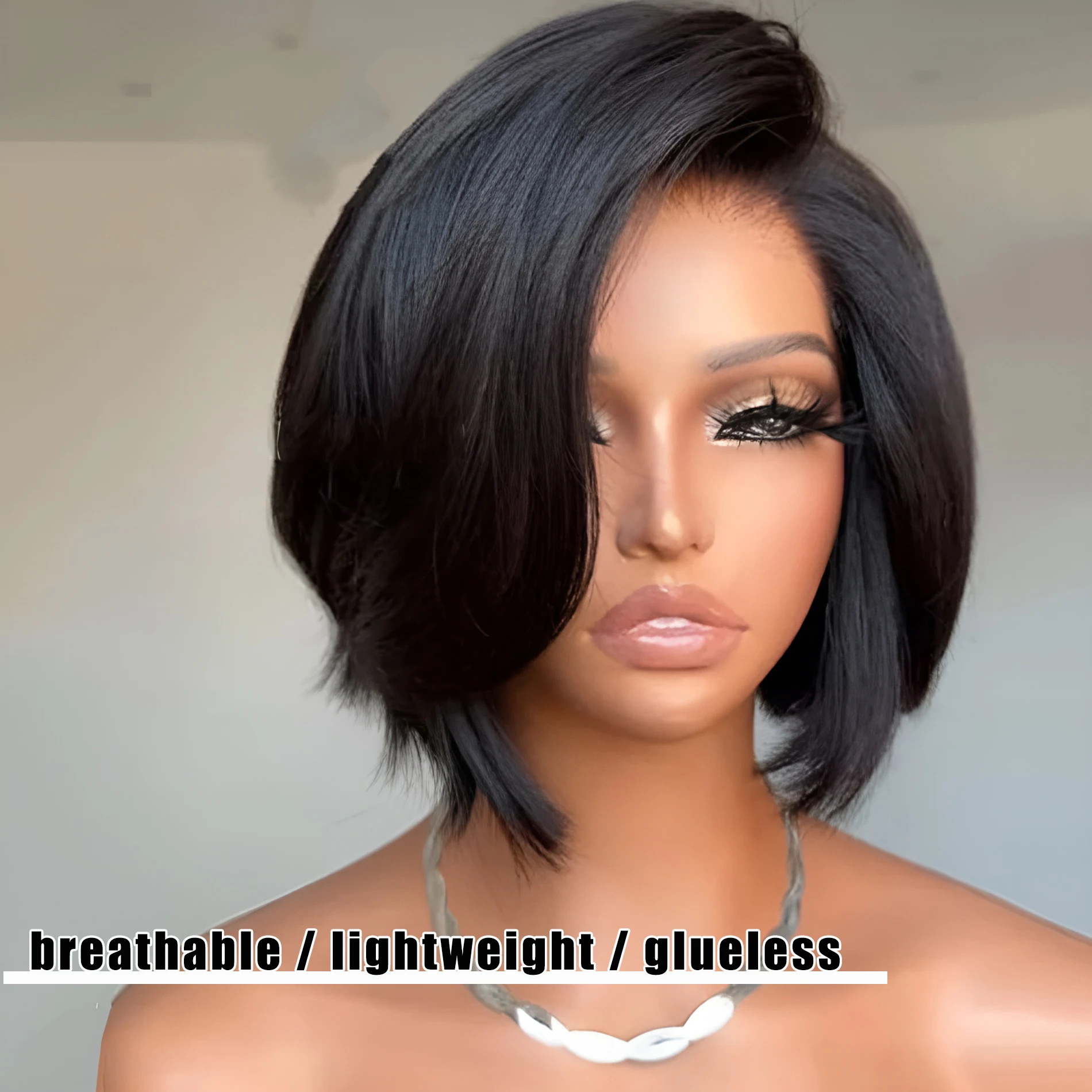 13x4 Lace Front Wigs Human Hair 200 Density HD Transparent LaceWith Baby Hair Straight Bob Wig Natural Color Breathable Lightwe 2