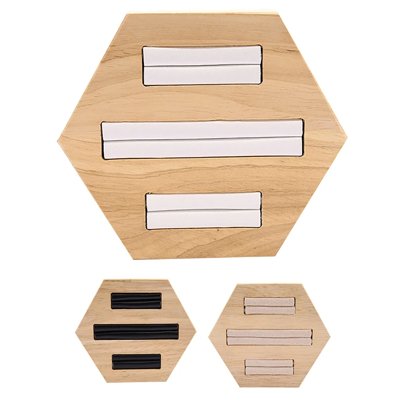 

Wooden Hexagon Ring Display Stand Rings Storage Rack Jewelry Holder Tray Organizer Jewelry Display Tray Gifts