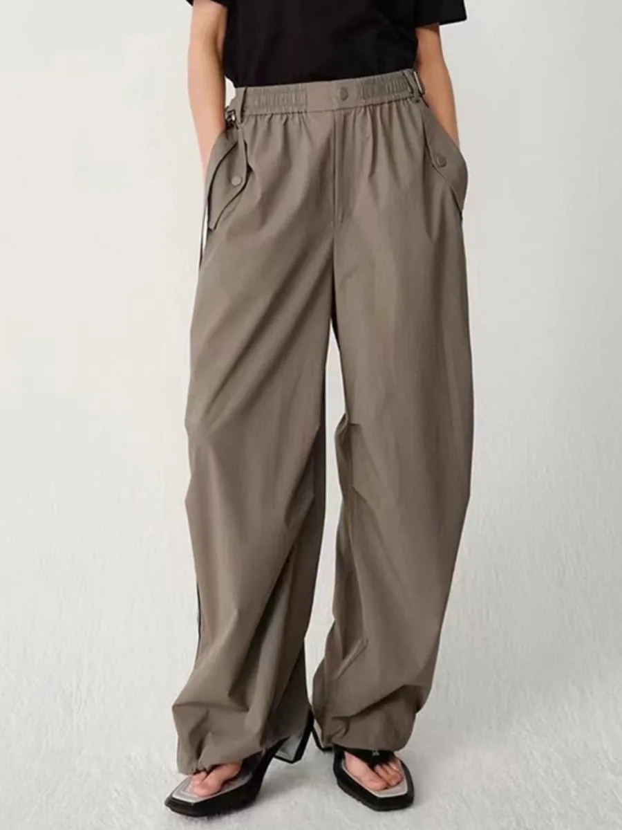 

traf women's pants spring 2024 new women's fashion flutter belt casual work pants elastic waist long pants free shipping y2k