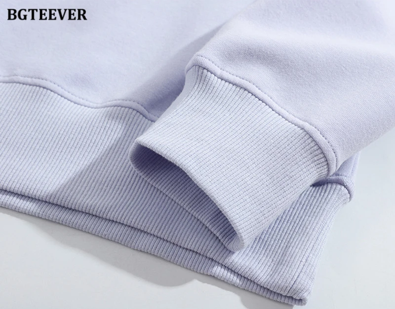 BGTEEVER Casual O-neck Loose Women Pullovers Spring Autumn Long Sleeve Basic Cotton Sweatshirts for Women