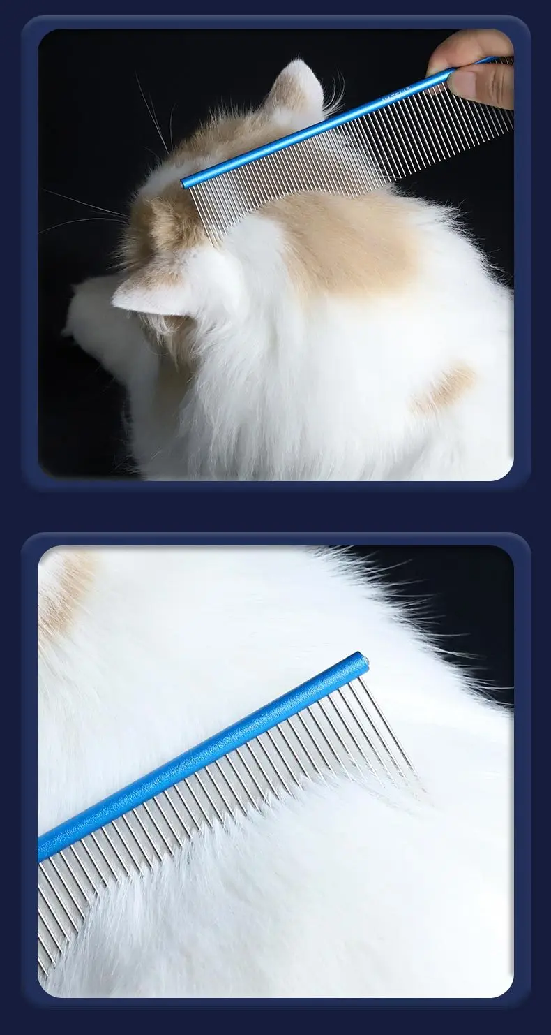 Edelstahl Pet Beauty Styling Kamm Hundepflegekämme, langes dickes Haar Fellentfernungsbürste Haustier Hundepflegekämme 16/19/22 cm – Detail 7
