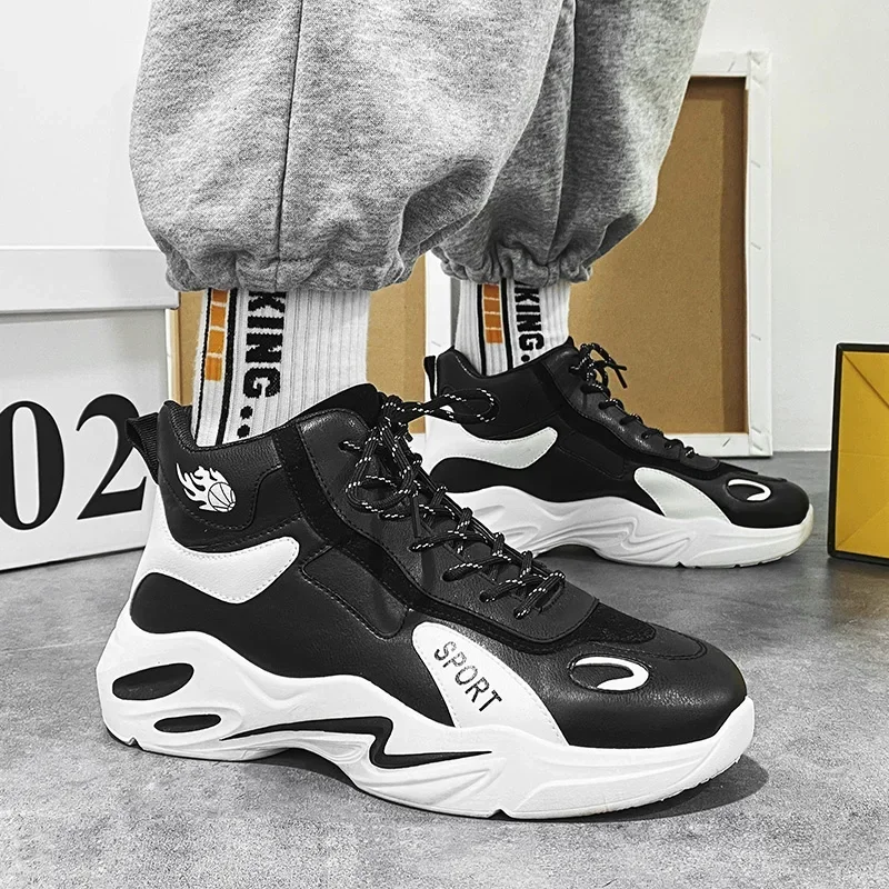 

Кроссовки мужские с высоким берцем, кожа, на шнуровке, водонепроницаемая Повседневная Уличная обувь на платформе, осень