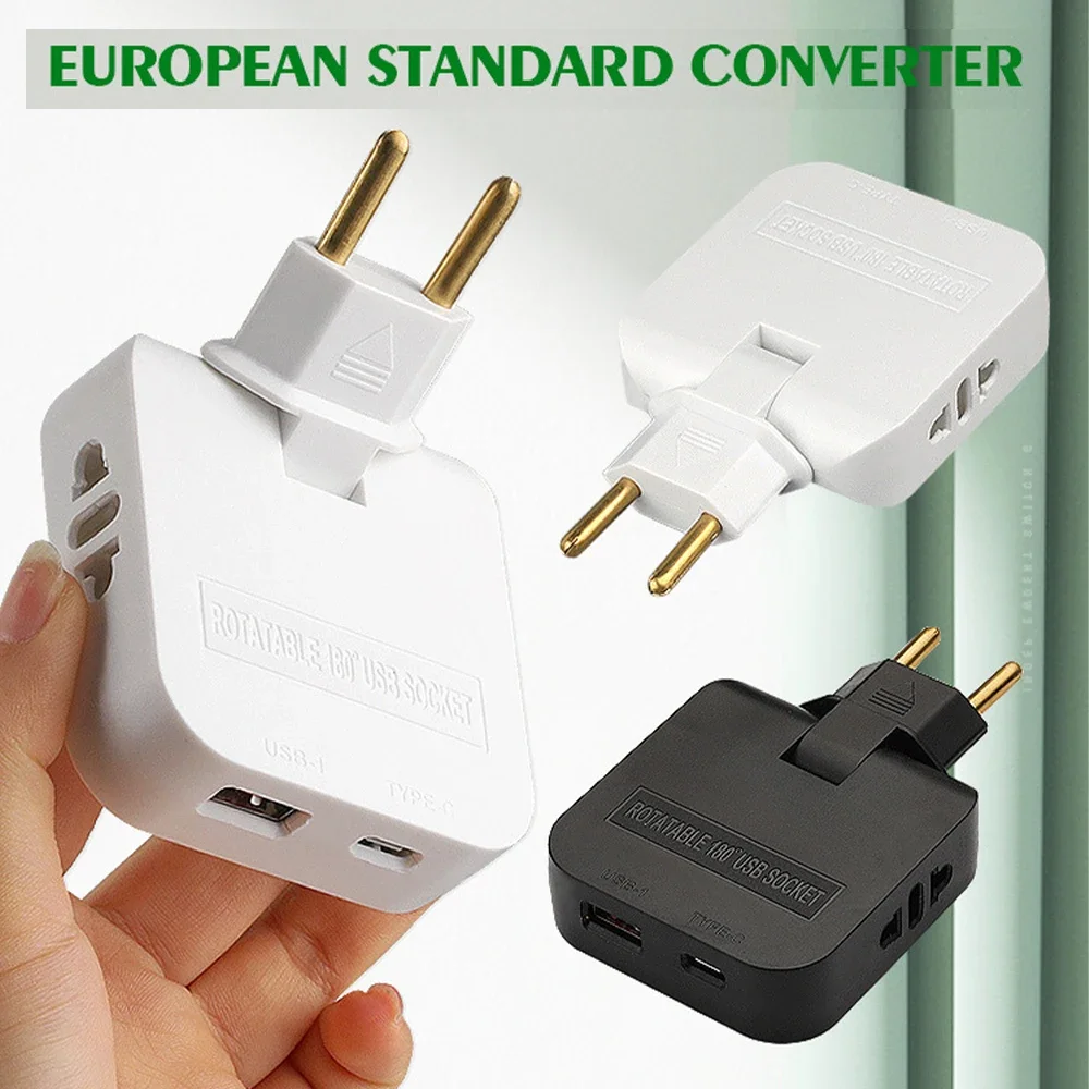 รูปสินค้า อะแดปเตอร์ EU พับได้ 4 แบบ ชาร์จ USB & Type C