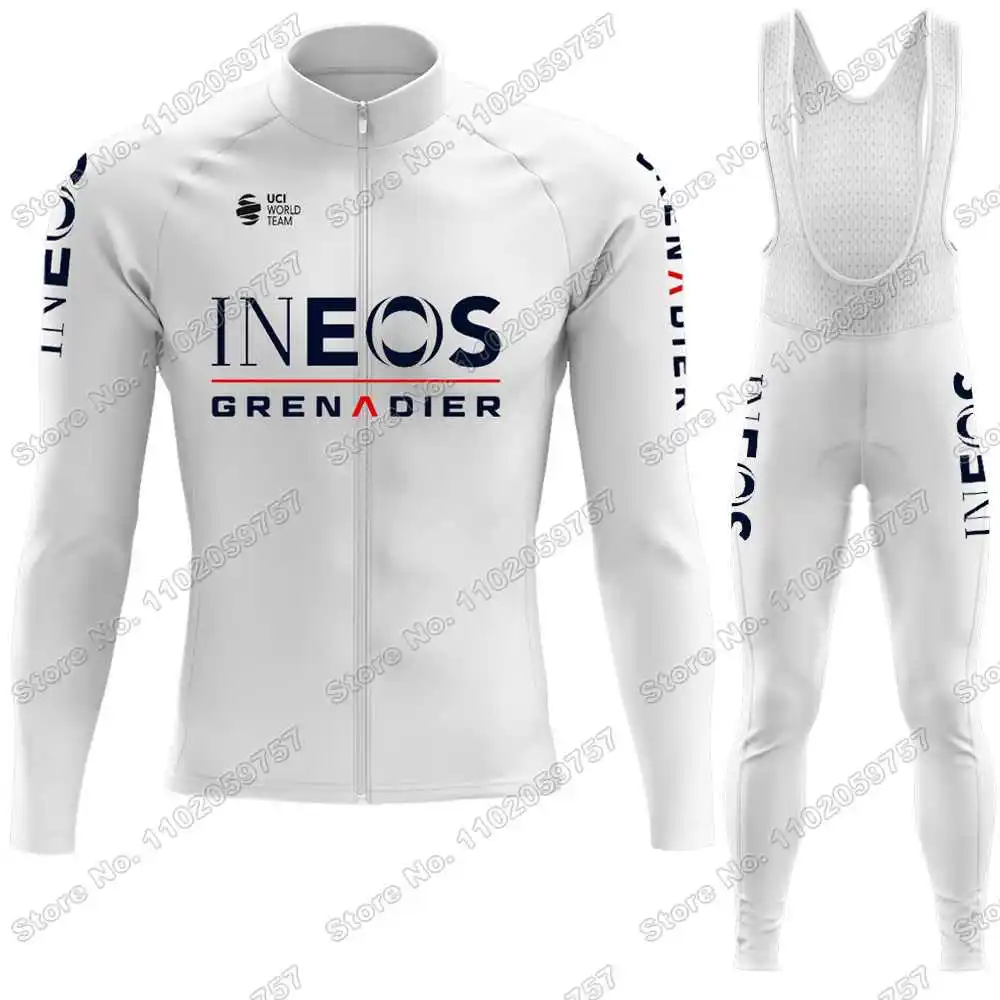 2023 White INEOS Grenadier Cycling Jersey Set Winter Cycling