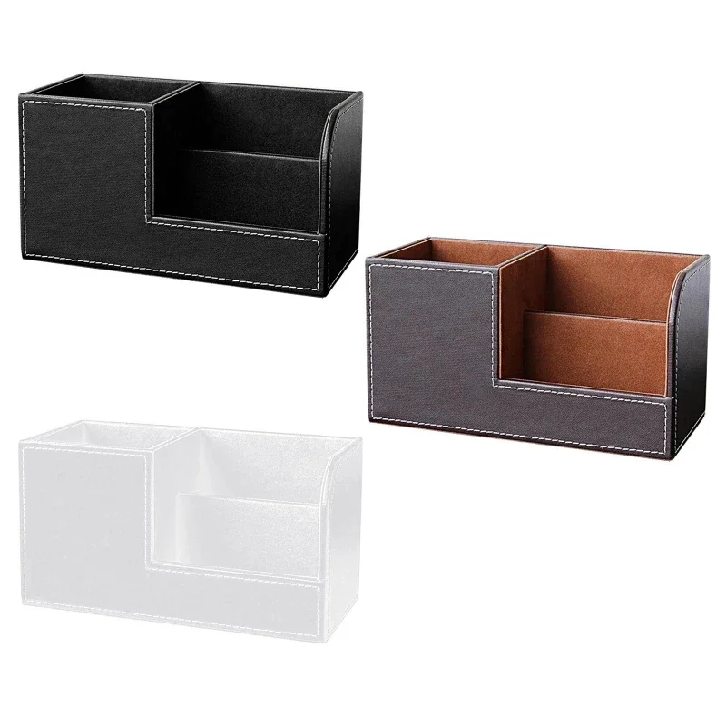 

Leather Desk Case Cord Management Sorter Storage for Cable Glasses Jewelry Watches Desktop Home Office 3 Slots