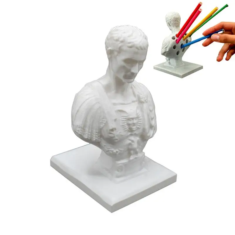 

Julius Caesar Bust Pencil Holder Resin Pen Storage Holder Stand Decorative Desk Marker Holder Organizers Creative Desk Decor