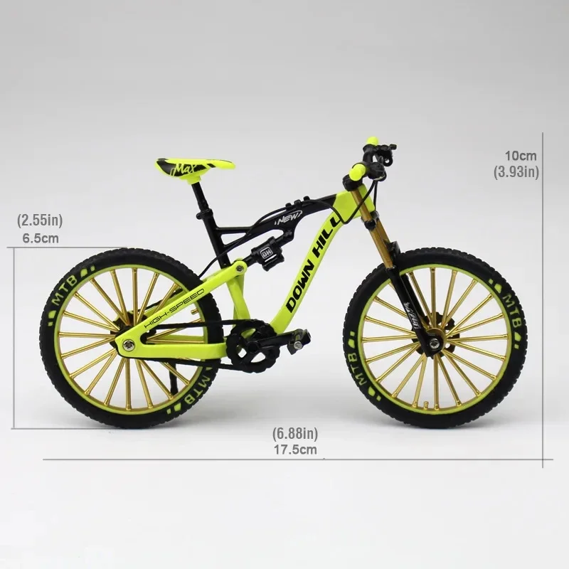 Mini 1/10 Alloy Bicycle Model Alloy Finger Mountain Bike Magic Racing Simulation Adult Collection Bend Road Toys Gift for Kids