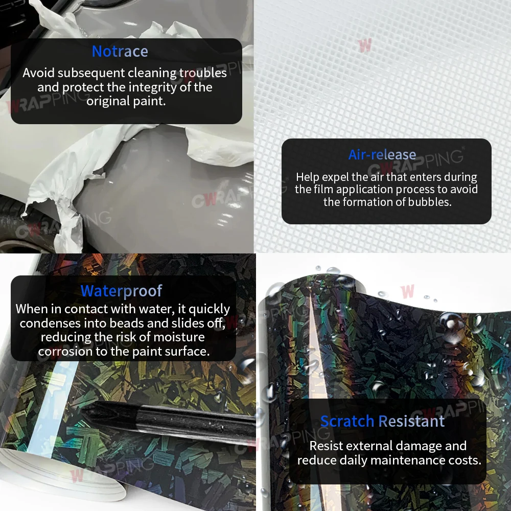 PET Forged Carbon Wrap Vinyl Auto Regenbogen Laser Körperbedeckung Aufkleber für Auto Folie Motorrad Helme Verpackung Selbstklebende Folie – Detail 5