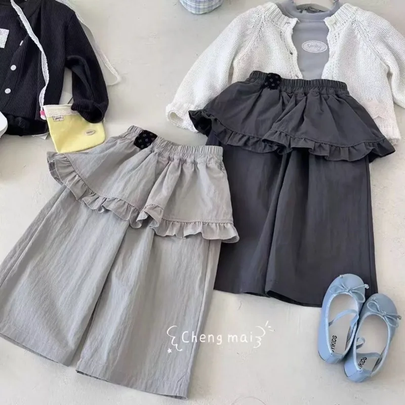 UNITIM Frühling Herbst Kinder Mädchen Gerade Hosen 2-8 Jahre Kinder Mädchen Weite Hosen Locker Elastische Taille Kleinkind Mädchen Hose – Detail 1