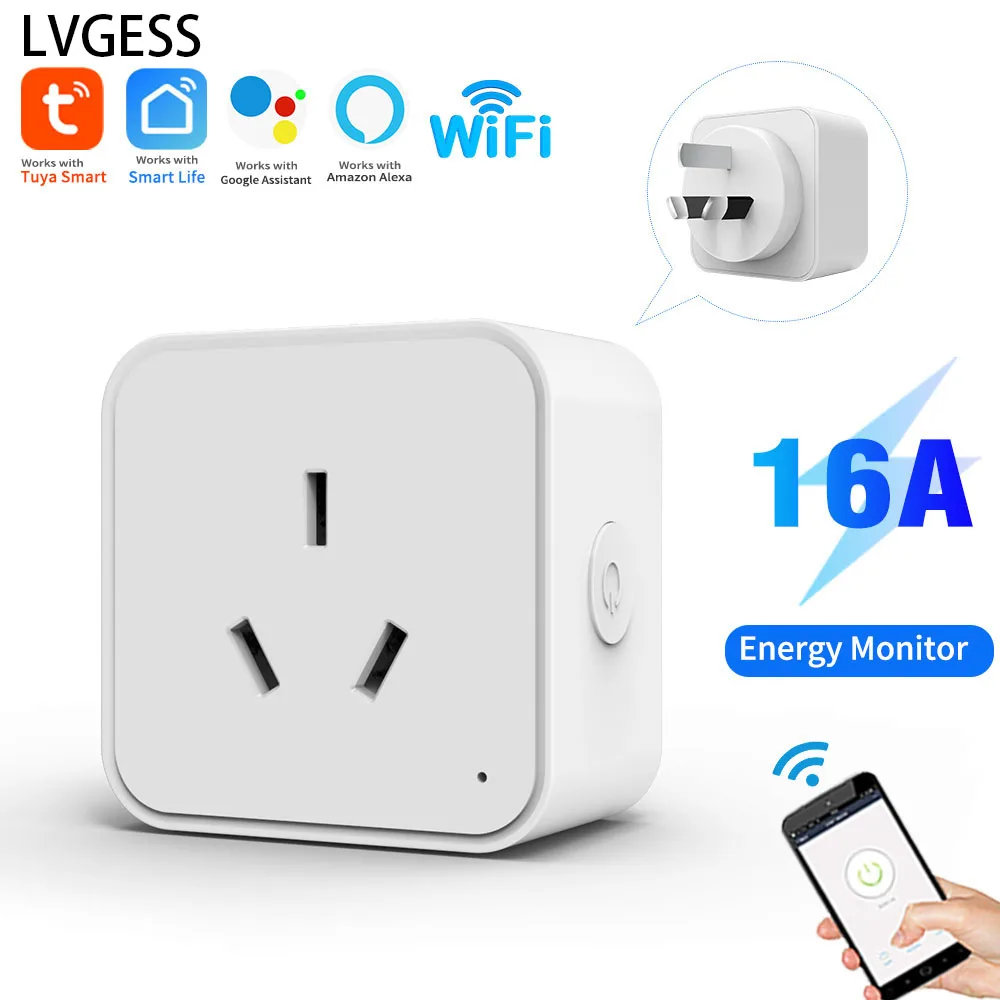 Tuya-tomada Multifunções Inteligente com Wi-fi Ficha ue Ficha au Saída Home Pop Controlo Remoto de Temporização Tomada de Tiras Pinos 16a