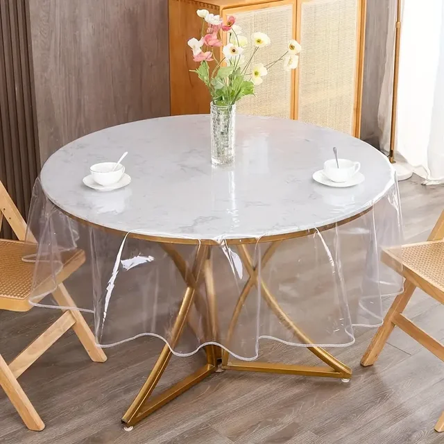 Nappe ronde transparente en plastique, manchon de protection, nappe PEVA imperméable et résistante à l'huile 1