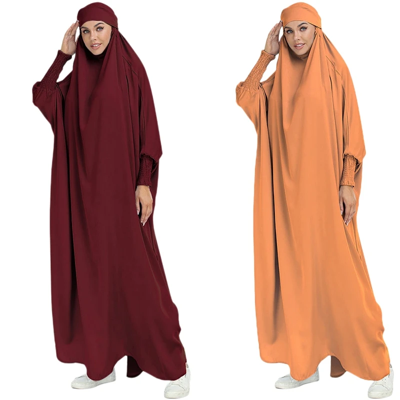 ETOSELL Eid Hooded Muslim Women Hijab Prayer Garment Jilbab Abaya Long Khimar Full Cover Ramadan Gown