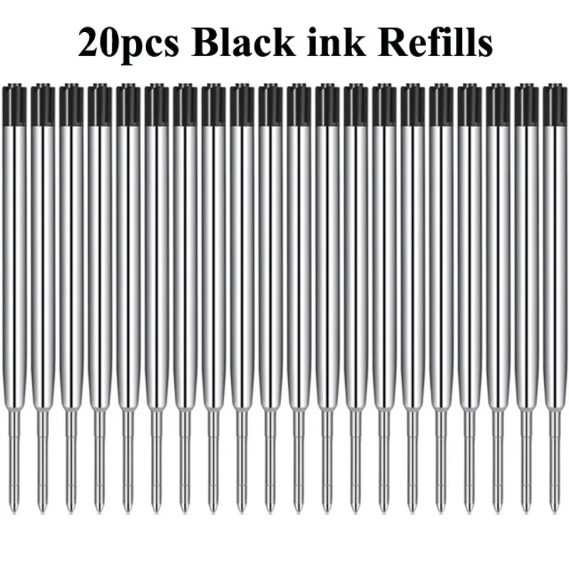 10/20pcs 9.9cm Metal Ballpoint Pen Refills Blue & Black Ink Rods 1.0mm Medium Point Roller Ball Pens Refill cool carbon fiber veins ballpoint pens medium nib roller ball pen 0 5mm black refill pen