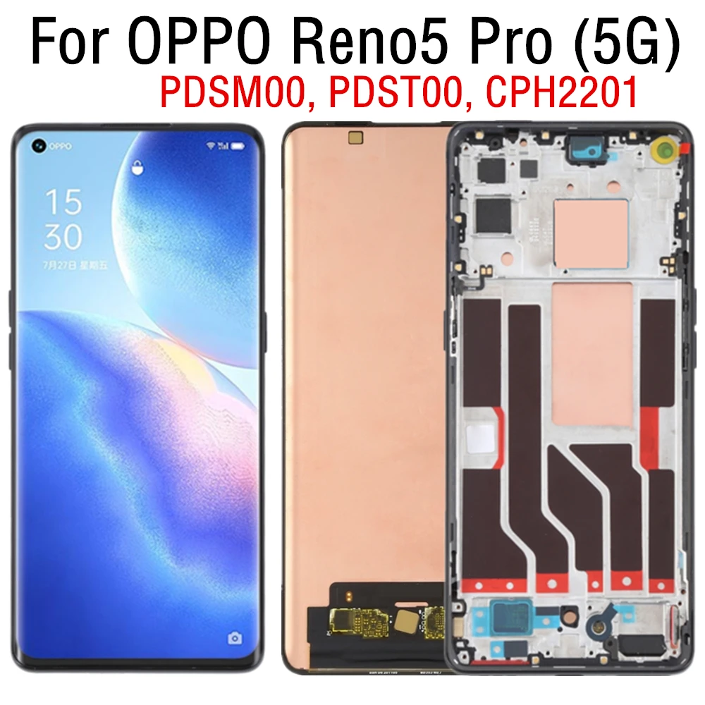 

6.55" OLED For OPPO Reno5 Pro 5G LCD PDST00 CPH2201 LCD Display Touch Screen Replacement Accessory For Reno 5 Pro LCD