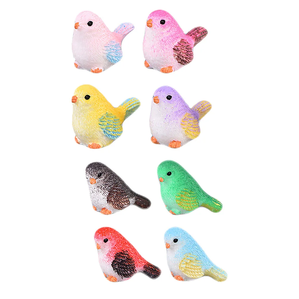 

8pcs Birds Ornament Resin Christmas Artificial Birds Figure Lawn Figurine for Wedding Xmas Decoration Landscape Mixed