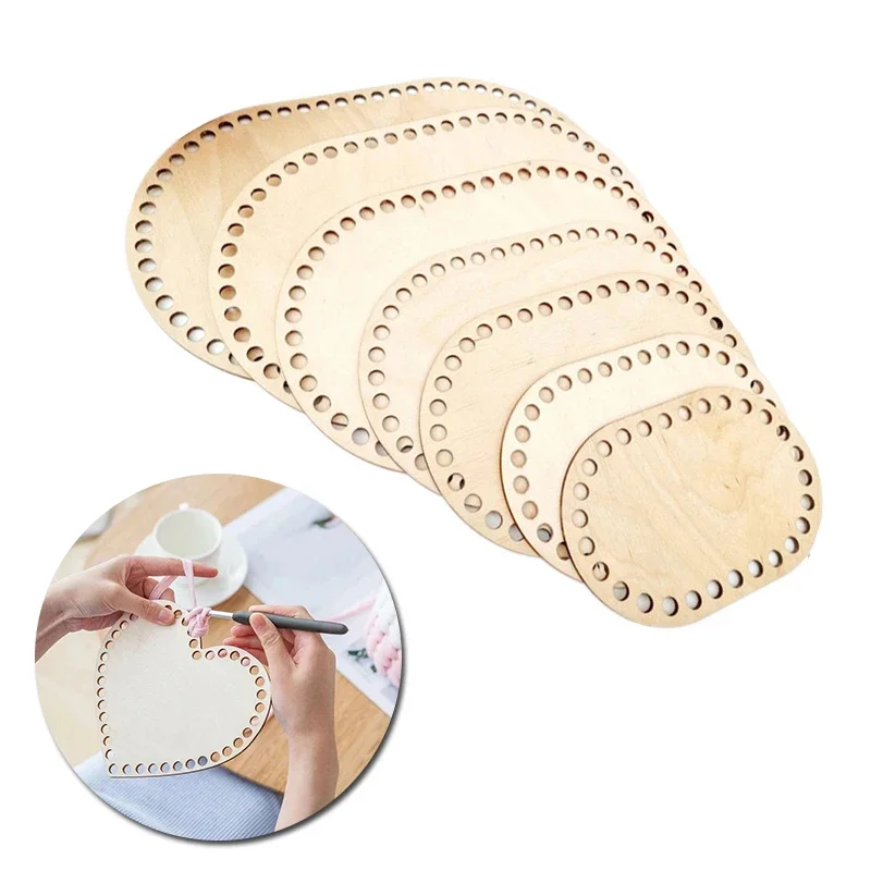 Bases Agujeros Para Tejer ASSRECT 9 Piezas Bases De Madera Para Cesta De Crochet, Cesta De Madera Natural Base, Fondos De Cestas De Madera Para Artesanía De Tejido DIY Base Cesta Manualidades
