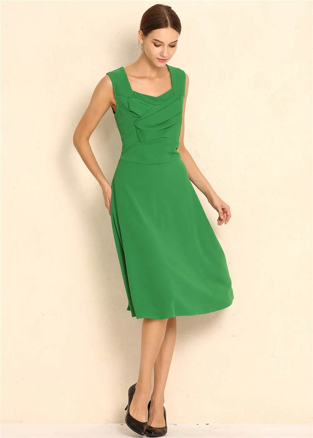 Elegant Emerald A-Line Midi Dress for Women S23be02eadebf4590a3c18ecbddd5a72aC