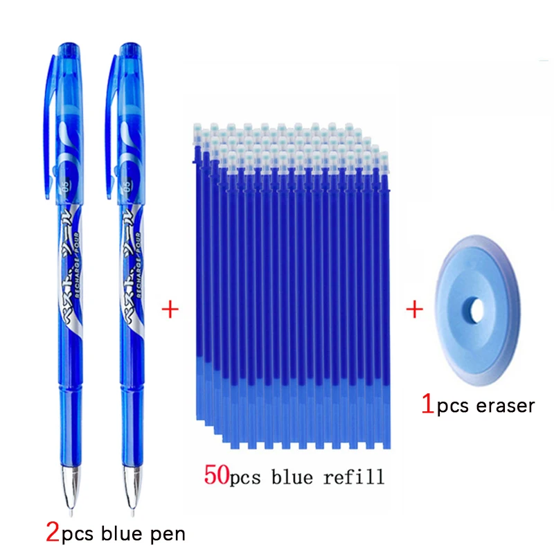 

53pcs/lot Erasable Pen Refills Rods 0.5mm Magic Erasable Gel Pen Washable Handle Office School Writing Tools Japanese Stationery