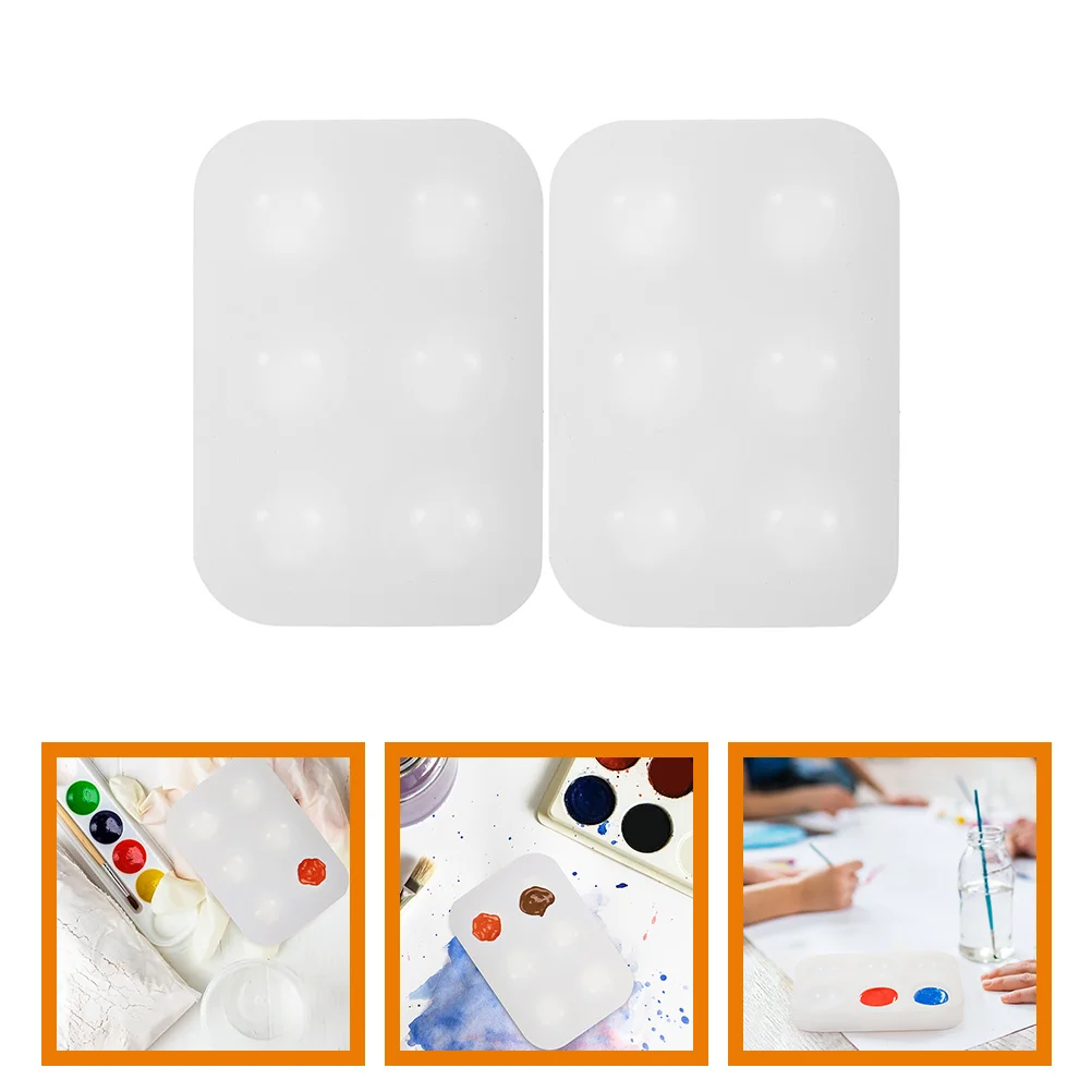 2 Pcs Mix Six Hole Silicone Palette Easy to Clean Acrylic Watercolor Paint Silica Gel